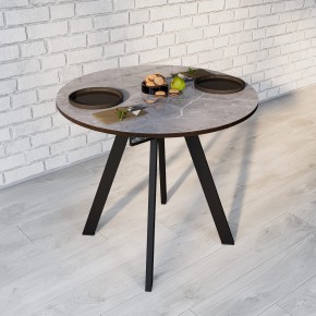 Стол ВВР Элип-1 мрамор серый/черный профиль, стекло ф/п